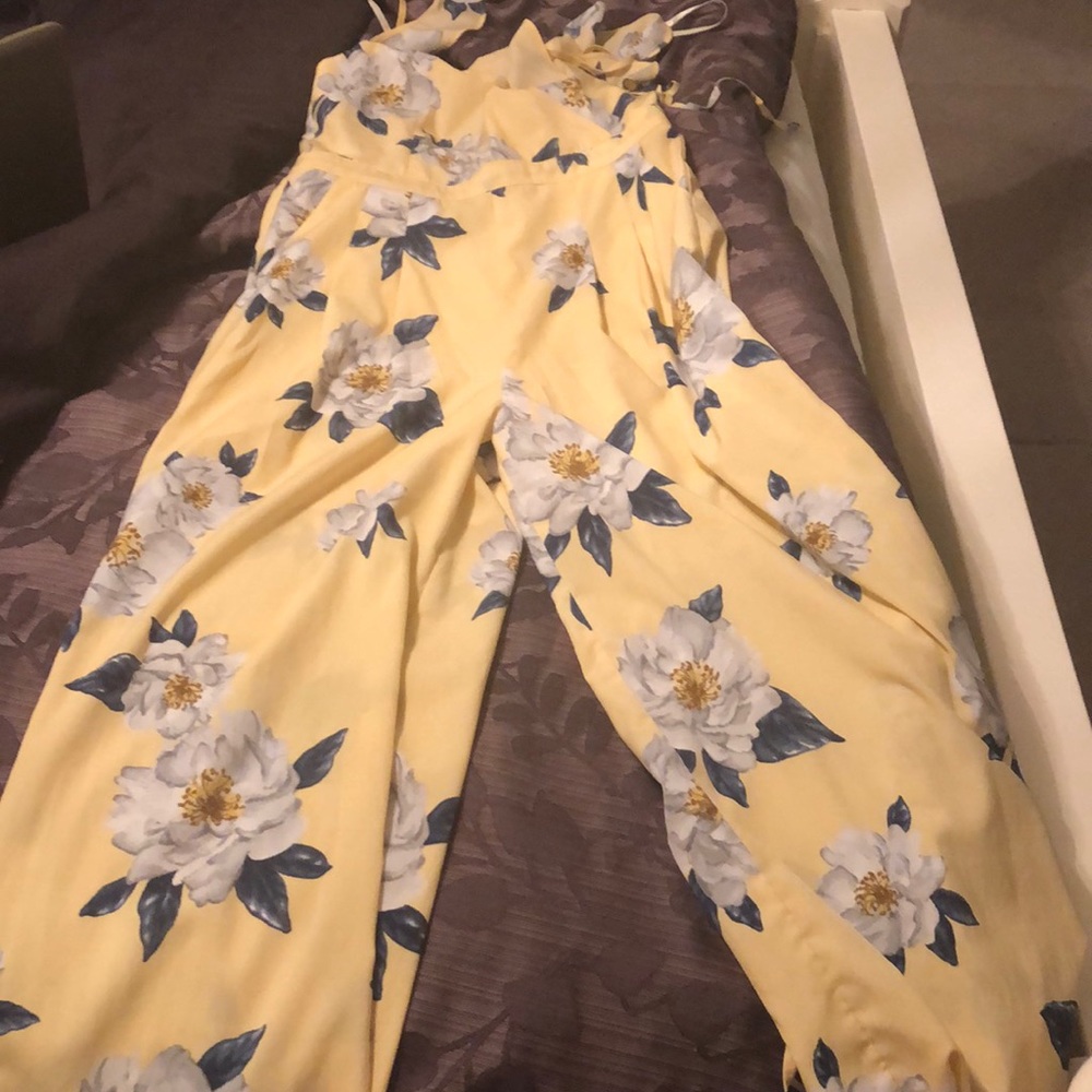 J.O.A Yellow floral jumpsuit